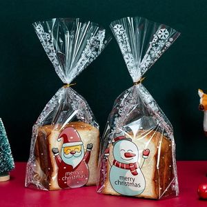 Emballage cadeau 50 pcs/Lot noël Transparent pain sacs en plastique à la main Biscuit bonbons Cupcake bricolage mariage emballage sac de rangement