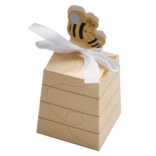 Cadeau cadeau 50pcs / lot mignon bébé douche faveur dessin animé abeille papier boîte de bonbons adorable enfants fête d'anniversaire décor né bébé cadeaux décor 220913