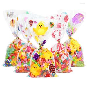 Enveloppe cadeau 50pcs / lot de Pâques Cookie Sac à bonbons œufs d'emballage en plastique imprimé sacs de faveurs heureuses