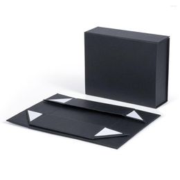 Emballage cadeau 50 Pcs/Lot boîte rigide pliable noire de haute qualité avec couvercle à fermeture magnétique boîtes de faveur stockage de sous-vêtements 17x14x5.5cm