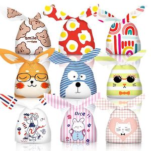 Enveloppe-cadeau 50pcs / lot beaux sacs d'animaux oreille Candas en plastique pour les enfants Biscuits de fête d'anniversaire