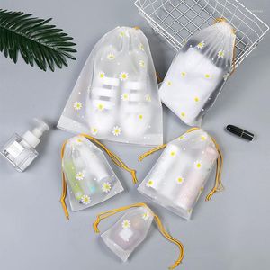 Emballage cadeau 50pcs / lot Petit sac de corde de chrysanthème Pe Transparent Stockage et finition en plastique
