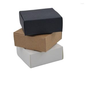 Cadeau cadeau 50pcs / lot petite boîte de papier kraft brun carton savon artisanal blanc artisanat noir emballage bijoux