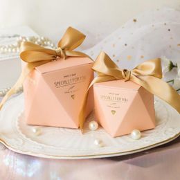 Cadeau cadeau 50pcs boîtes de bonbons de diamant de marbre avec boîte d'emballage de chocolat Rinbbon faveurs de mariage fournitures de fête de douche de bébé de Noël