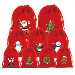 Emballage cadeau 50pcs sacs de velours joyeux Noël 10x16 kit de gueule