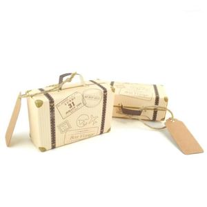 Cadeau cadeau 50pcs mini valise boîte de bonbons avec étiquette de mariage portable fête d'anniversaire douche nuptiale ornement vintage papier léger 1313D