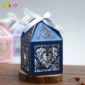 Cadeau cadeau 50pcs joli papier décoratif personnalisé boîte de faveur de mariage découpée au laser écologique