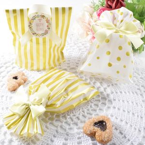 Gift Wrap 50 stks/pak 20 14 cm Gold Dot Gestreepte Snoep Beam Port Tas Voor Bruiloft Verjaardag Party tassen Biscuit Bakken Verpakking