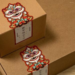 Gift Wrap 50 stks/pak Chinese Lucky Afdichting Etiketten Decor Stickers Rijkdom Leeuwendans Jaar Sticker Voor Doos Bakken Taart Pack