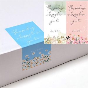 Cadeau cadeau 50pcs / paquet d'autocollants de remerciement rectangulaires floraux boîte de fête festive scellant les décorations de mariage étiquettes de gâteau de cuisson