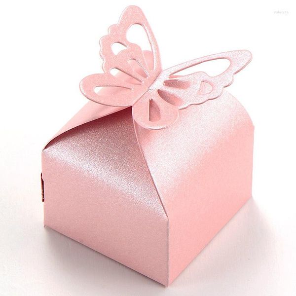 Envoltura de regalo 50pcs decoración de mariposa rosa bote a drages bautismo de boda nacer