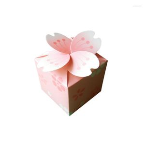 Papel de regalo 50pcs Flor rosa Flores de cerezo Cajas de boda Caja de embalaje de chocolate