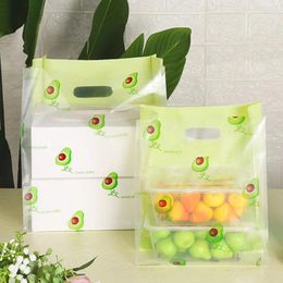 Geschenkverpakking 50 stuks Plastic Avocado-verpakkingszak Lunchsalade Voedsel Afhaalverpakking Zakjes Met Handvat Fris Groen Transparant