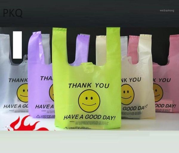 Envoltura de regalo 50 unids Bolsa de compras de plástico Bolsas de chaleco con asa Supermercado Venta al por menor Embalaje de grado transparente19726256