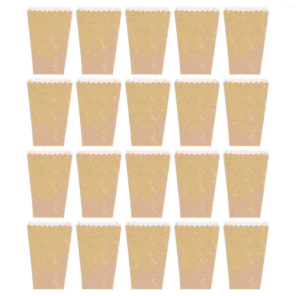 Envoltura de regalo 50 unids Cajas de palomitas de maíz Caja Kraft Papas fritas Pequeñas bolsas de papel de cine Contenedores de bocadillos para chips