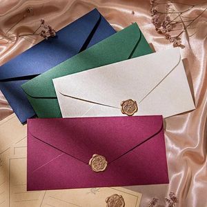 Enveloppe cadeau 50pcs Cartes postales Enveloppe de mariage Message de papier bleu vert Business 22x11cm pour les invitations Texture Texture Come-cadeau Letters