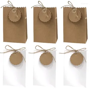 Cadeaupapier 50 stuks Retro Kraftpapieren Zak Europese Zakken DIY Snoep Sieraden Chocolade Verpakking Met Touw Label Bruiloft Gunsten