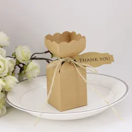 Enveloppe cadeau 50pcs Retro Vase Candy Box Euro Square avec Tagrope Wedding Birthday Party Deco Supply