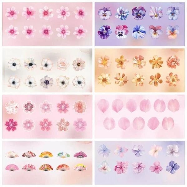 Cadeau cadeau 50pcs / rouleau de fleurs de cerisier fraîches pétales adhésifs décoratifs Washi Tape Creative DIY Journal Journal Scrapbooking Autocollant de fleur