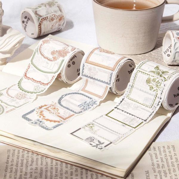 Enveloppe cadeau 50pcs / rouleau vintage planter des fleurs autocollants Washi Tape Creative Handbook Scrapbooking Carte laitier Journal Diy Decoration