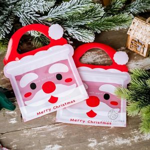 Cadeau cadeau 50pcs / set sac d'emballage de Noël Santa Claus Biscuits Candy Nougat Stobag auto-scellant pour la maison à la main