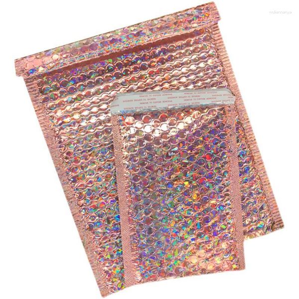 Cadeau cadeau 50pcs / set enveloppes à bulles en plastique sacs sac d'or rose enveloppe d'affaires de mariage coussin d'aluminium emballage étanche