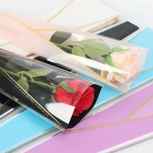 Enveloppe cadeau 50pcs Saclages à manches de rose Sac enveloppe de fleur Bouquet Bouquet d'emballage Clear Cellophane Wrappers Floral pour la Saint-Valentin