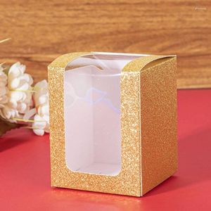 Enveloppe cadeau 50pcs Square Petites boîtes avec fenêtre transparente pour le mariage Boîte de Noël Boîte d'emballage de produits