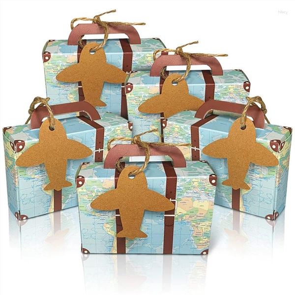 Emballage cadeau 50pcs Boîtes de faveur de la valise mini bonbons de mariage pour thème de voyage Baby Bridal Down