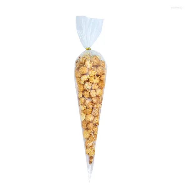 Enveloppe cadeau 50pcs Sac d'emballage de pop-corn transparent Sac à biscuits en plastique pour la fête de mariage Favors de Noël