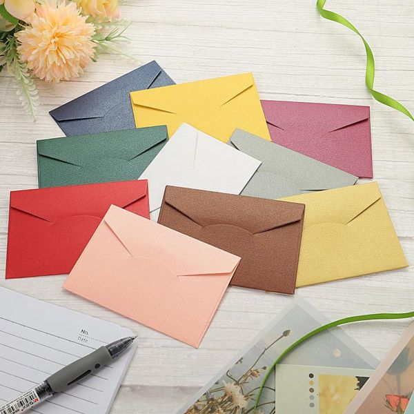 Cadeau cadeau 50pcs V Enveloppes à rabat en papier enduit de perles Enveloppe occidentale pour invitation de fête de mariage Cartes de voeux Business