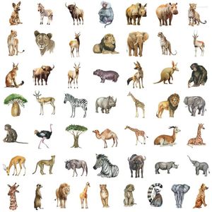 Cadeauverpakking 50 stuks aquarel Afrikaanse dieren stickers voor briefpapier telefoon koffer plakboek vintage natuurlijke sticker scrapbooking benodigdheden