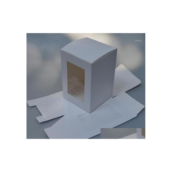 Emballage Cadeau 50 Pcs Blanc Carton Papier Boîte De Bonbons Artisanat Pvc Fenêtre Faveur De Fête De Mariage Décoration 9 Tailles1 Drop Delivery Home Garden F Dh6Ku