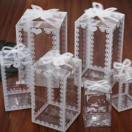 Envoltura de regalo 50 unids Corona blanca Caja de PVC transparente Favor de boda Regalo Pastel de cumpleaños Galleta Caja de embalaje de alimentos Suministros de fiesta transparente Caja de dulces 231026