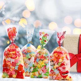 Enveloppe-cadeau 50pcs Année 2024 Christmas Candy Packaging Santa Bag Bag Noël décor en plastique pour la maison Navidad Party