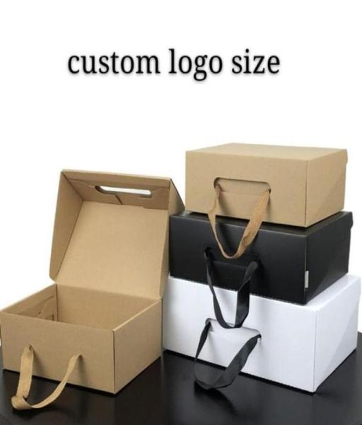 Enveloppe cadeau 50pcslot Whiteblack Kraft Paper Box Childrens Chaussure Case portable Femme Men 4 Size Custom Logo69026102022160