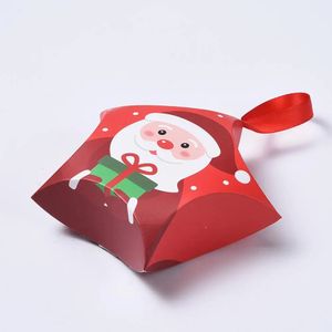 Cadeau Wrap 50sets Coffrets cadeaux de Noël avec ruban Père Noël Boîte à bonbons Joyeux Noël Sacs d'emballage cadeau pour cadeaux bonbons biscuits 231024