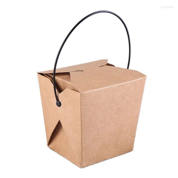 Enveloppe cadeau 50x Logo personnalisé imprimé jetable 26 oz sac en papier kraf avec poignée en plastique pour les fleurs cadeaux à emporter aliments