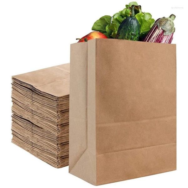 Emballage cadeau 52 livres Kraft Brown sacs en papier épicerie en vrac - grand pour faire du shopping