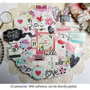 Cadeau cadeau 52pcs Europe et Amérique Style Papier Autocollants Set Die Cut pour DIY Scrapbooking Junk Journal Autocollant Kits Fabrication de cartes S079