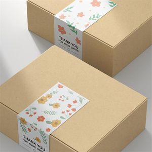 Cadeau cadeau 52pcs fleurs merci pour votre commande autocollants rectangle boîte à la main sceau étiquettes petite entreprise décor autocollant cadeau