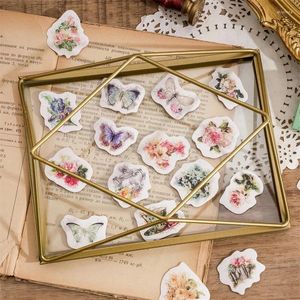 Envoltura de regalo 56 paquetes Flores al por mayor Mariposas Literarias Pequeño material decorativo fresco Papelería Mini caja Pegatinas empaquetadas