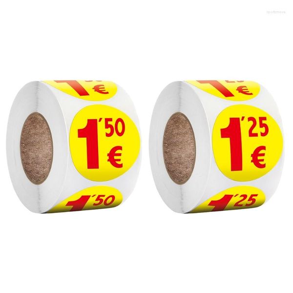 Emballage cadeau 581C 500 pièces vente de Garage étiquettes autocollantes de prix de fouille 1.25/1.5 Euros prix autocollants ronds de prix pour marché aux puces