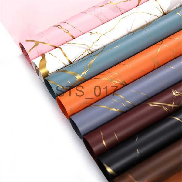 Papel de regalo 5PC Golden Marble Scrapbook Paper Flower Wrapping Paper Crafts Decoración Regalo de cumpleaños Empaquetado Origami Paper Florist Supplies x0712