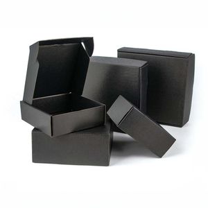 Emballage cadeau 5 pièces 10 pièces/boîte cadeau noire transport de vêtements emballage en carton ondulé petit support de carton taille personnalisée et imprimé 0207