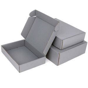 Emballage cadeau 5pcs 10pcs / gris boîte cadeau transport de vêtements emballage en carton ondulé petit support de carton taille personnalisée et imprimé 0207