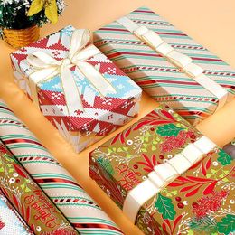 Geschenkomschakeling 5 stks 50x70cm Kerstpapierpakking Huidige doos Verpakking Aluminium Folie Decoratie DIY Jaar