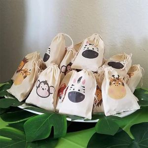 Enveloppe-cadeau 5pcs sacs d'animaux sauvages jungle safari enfants sur le thème enfant fille 1er 2ème 3e joyeux anniversaire fête de baby shower décoration