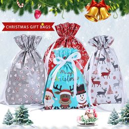 Envoltura de regalo 5 unids bolsa Suministros de Navidad Sacos de Navidad Santa Claus Galletas Almacenamiento Bolsas de dulces Embalaje para hornear Cordón 231122