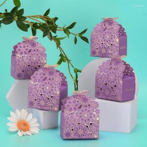 Cadeau cadeau 5pcs papillon boîtes de fête de mariage violet bleu décoration chocolats bonbons boîte faveurs fournitures d'anniversaire
